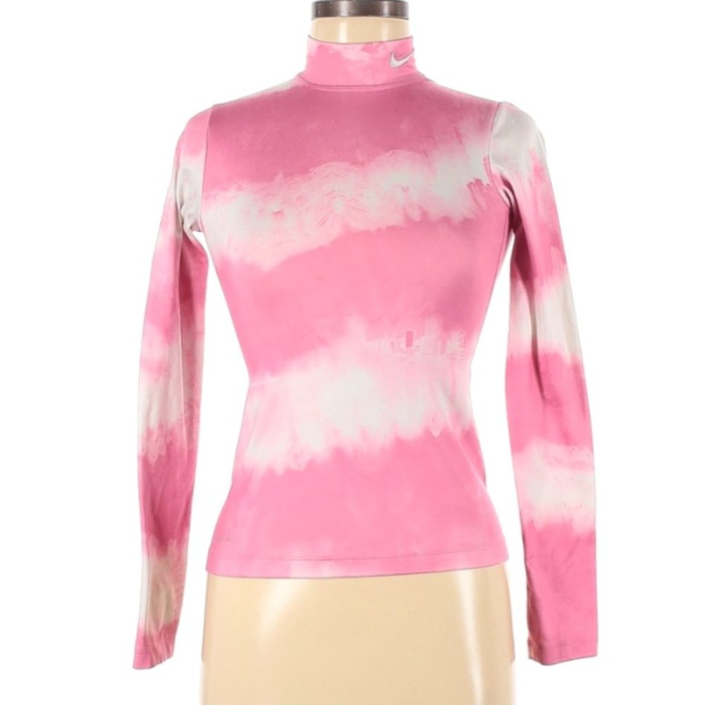 Nike Tie-Dye Color Block Back Turtleneck Long Sleeve Shirt